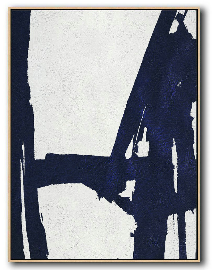 Buy Hand Painted Navy Blue Abstract Painting Online,Canvas Wall Art #W7Q8